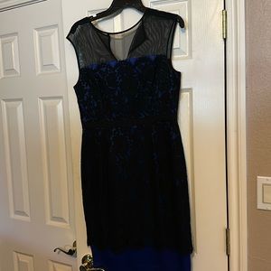 Cocktail dress, black over blue